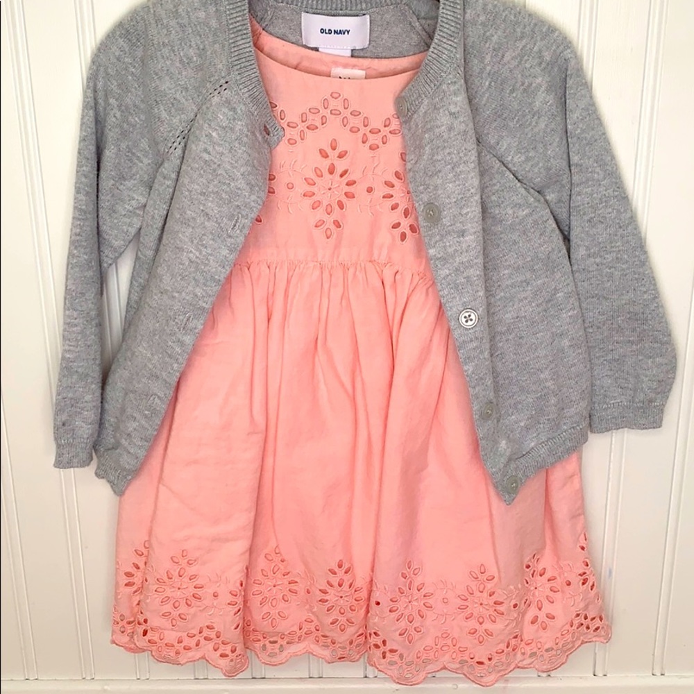 Spring/Easter Gap Dress with cardigan 2T